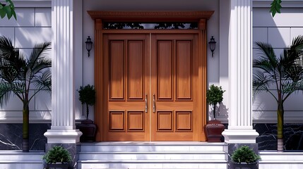 Sleek Front View: Minimal Main Door with Double Doors and Stunning Designs