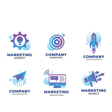 gradient Social marketing logo,marketing logo, Vector Logo Template