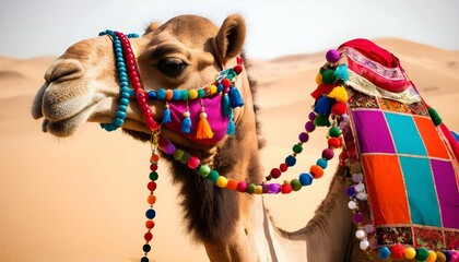 A-Camel-Adorned-With-Colorful-Fabrics-And-Ornament-Upscaled_3