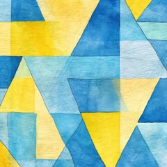 Blue and yellow pastel colored simple geometric pattern, colorful expressionism with copy space background, child's drawing, sketch 