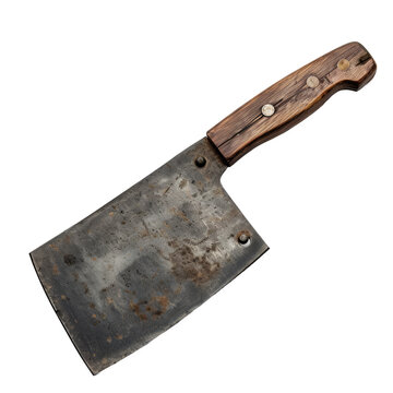 Vintage knife with wooden handle, isolated on clear background. Antique kitchen utensil with rustic charm