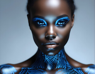 Indigo Gaze: A Stunning African Girl with Blue Eyes