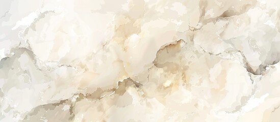 A detailed shot showcasing the intricate patterns of white marble on a solid beige background,...