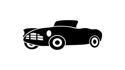 old sports car, black isolated silhouette