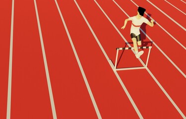 men athletic hurdle 3d render illustration