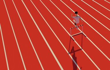 men athletic hurdle 3d render illustration