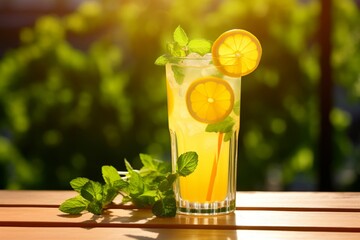 Refreshing Summer Moments with Orange Blossom Lemonade on a Rustic Outdoor Table