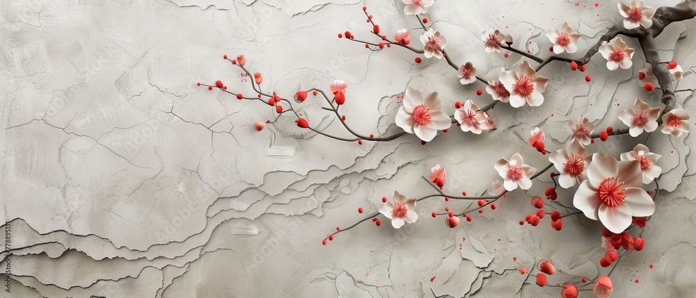 Poster an asian banner with a japanese floral background modern. vintage traditional template design. abstr