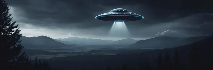Fotobehang World UFO Day. Ufologist's Day. Unidentified flying object. UFOs on earth © Vladislav