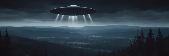 Abwaschbare Fototapete World UFO Day. Ufologist's Day. Unidentified flying object. UFOs on earth © Vladislav
