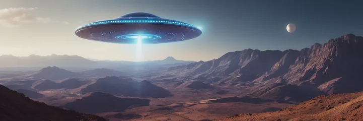 Behangcirkel World UFO Day. Ufologist's Day. Unidentified flying object. UFOs on earth © Vladislav