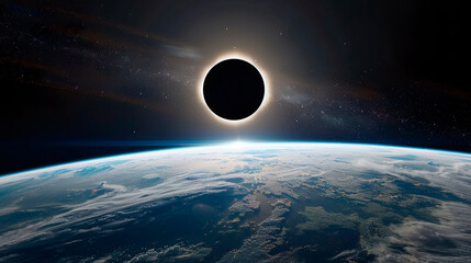 Total solar eclipse, view from Earth orbit