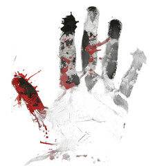 Horror-themed handprint isolated on transparent background