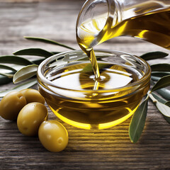 Oliven Öl in Schale gegossen - Olive oil poured into bowl