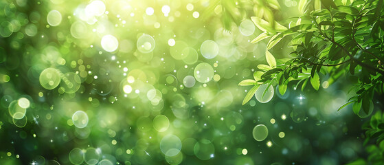 Obraz premium Vibrant Green Bokeh Background with a Touch of Serenity and Elegance