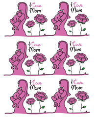 I love mom pattern, mothers day pattern texture vector illustration