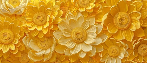 Modern hand-drawn chrysanthemum flower elements in yellow floral pattern. Hand-drawn flower decoration decoration modern. - obrazy, fototapety, plakaty