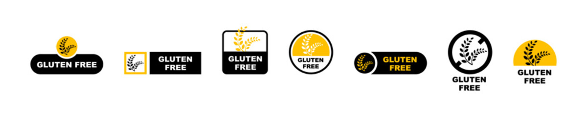 Set of gluten free vector icons. Healthy food. No product from wheat. Organic dietary. Vector 10 Eps. 