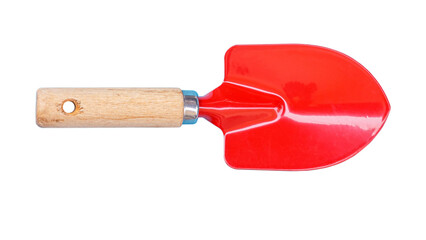 Red shovel  isolated on white background.Clipping path.
