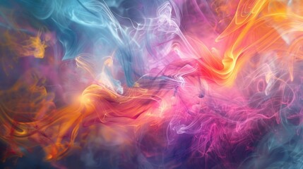 Swirling smoke and vibrant colors create mesmerizing abstract beauty. - obrazy, fototapety, plakaty