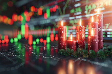 Festive Holiday Stock Market Theme with Candlestick Charts