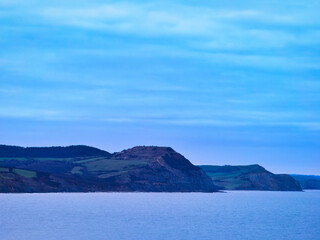 The jurassic coastline with Lyme Bay captured on January mornings from Lyme Regis in Dorset