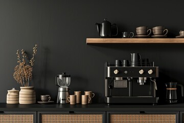 Free photo kitchen interior design with wooden furniture