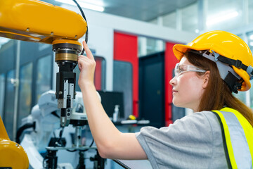 Manufacturing industry factory manufacturing technology concept. Professional woman technician...