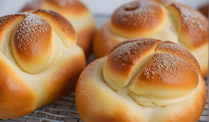 Typical Czech sweet buns made of yeast dough.