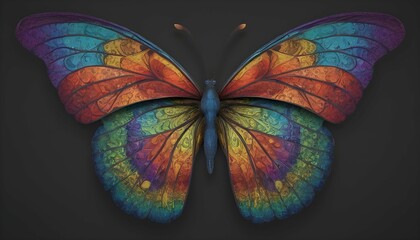 A-Butterfly-With-Wings-Patterned-Like-A-Rainbow-