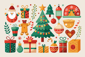 Christmas-decorative-items vector illustration 