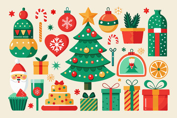 Fototapeta na wymiar Christmas-decorative-items vector illustration 