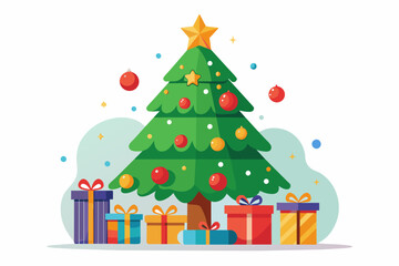 illustration--Christmas-tree-decorated vector illustration 