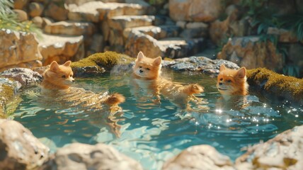 Doggy paddle in summer pond