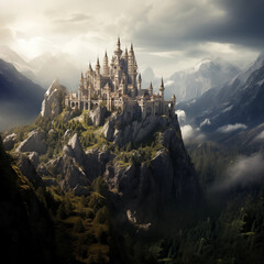 Medieval castle between mountains