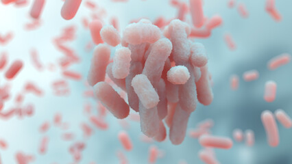 3D rendering bacterium closeup, microorganism background. - 778906599