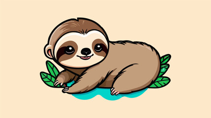 Obraz premium Slotty Sitting on Top of Green Plant vector illustration 2d