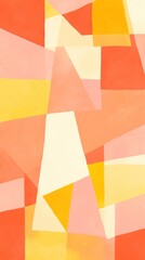 Coral and yellow pastel colored simple geometric pattern, colorful expressionism with copy space background, child's drawing, sketch 
