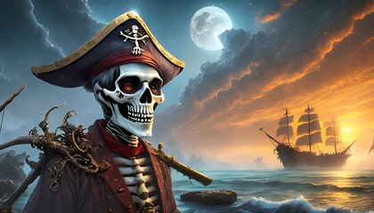 Obraz premium pirate ship in the sea