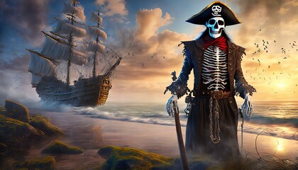 Obraz premium pirate ship in the sea