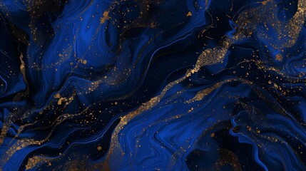 Blue Marble and gold abstract background vector. Marbling wallpaper design with natural luxury style swirls of marble and gold powder.	