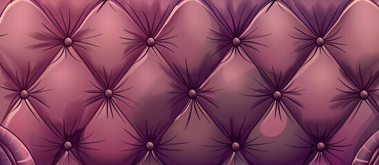 A closeup of a luxurious purple leather couch with tufted buttons, resembling violet petals against a sky blue backdrop, adding a touch of magenta and electric blue