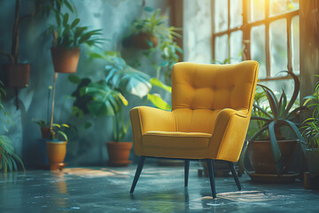 yellow armchair, AI generated