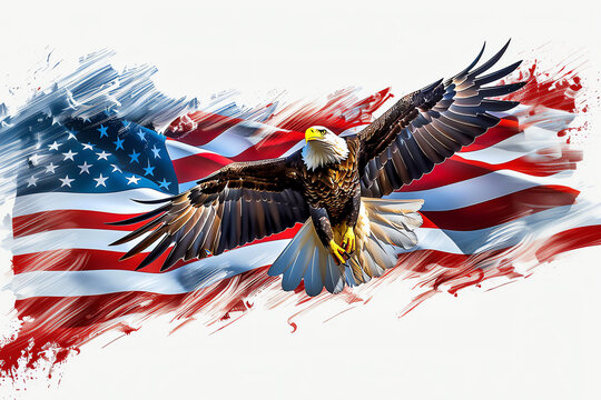 american flag and eagle, AI generated