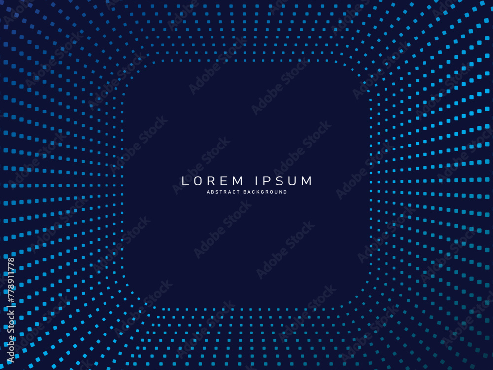 Fototapete dark blue abstract background with halftone dots and lines. glowing light blue gradient dotted line 