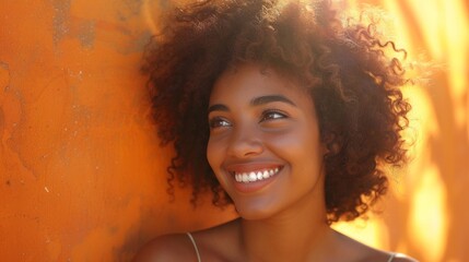 Beauty Sunshine Girl Portrait. Happy Woman Smiling. Sunny Summer Day under the Hot Sun