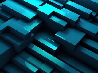 Cyan and black modern abstract squares background with dark background in blue striped in the style of futuristic chromatic waves, colorful minimalism pattern 