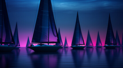 Classic looking photoshoot of sailboats, inspired by old school film photography techniques - obrazy, fototapety, plakaty