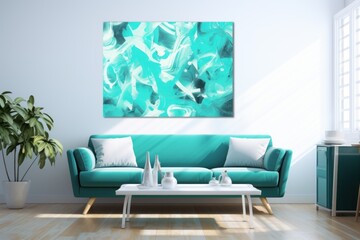 Cyan and white flat digital illustration canvas with abstract graffiti and copy space for text background pattern 
