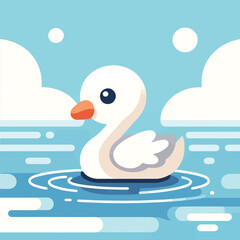 cute white swan swimming in water